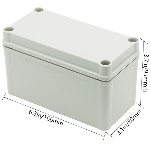 Zulkit Junction Box ABS Plastic Dustproof Waterproof IP67 Junction Boxes Universal Electrical Project Enclosure DIY Electronic Project Box Grey 6.30 x 3.15 x 3.74 inch (160 x 80 x 95 mm)