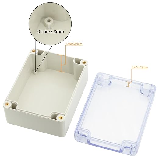 LeMotech ABS Plastic Junction Box, Dustproof Waterproof IP65 Electrical Box - Universal Project Enclosure Grey, with PC Transparent/Clear Cover 4.53 x 3.54 x 2.16 inch (115 x 90 x 55 mm)