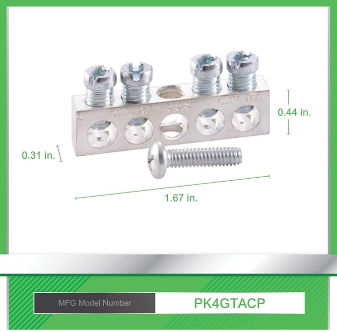 Square D - PK4GTACP 4 Terminal Ground Bar Kit, Silver