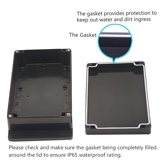 Zulkit Junction Box ABS Plastic Dustproof Waterproof IP65 Universal Electrical Boxes Project Enclosure with Fixed Ear Black 7.87 x 4.72 x 2.2 Inch (200 x 120 x 56 mm)(Pack of 2)