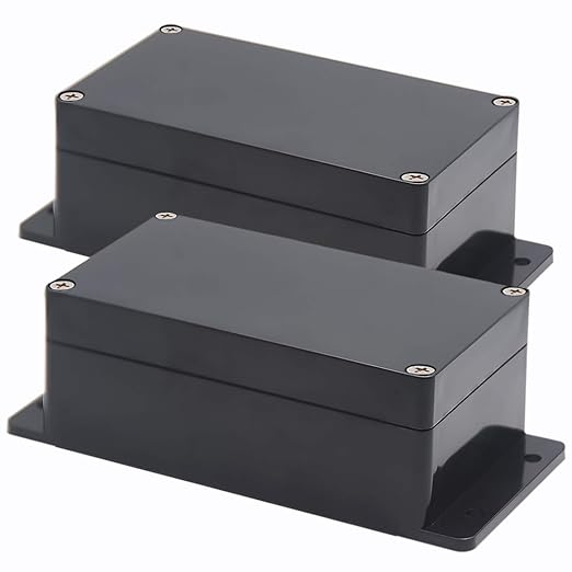 Zulkit Junction Box ABS Plastic Dustproof Waterproof IP65 Universal Electrical Boxes Project Enclosure with Fixed Ear Black 6.22 x 3.54 x 2.36 Inch (158 x 90 x 60mm)(Pack of 2)