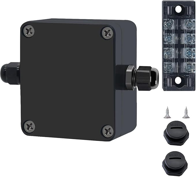 Project BoxI P67 Outdoor Waterproof Box Electronic Junction Box with 15A 600V Barrier Terminal 1IN/1Out Electrical Boxes 2.5x2.3x1.4 inch
