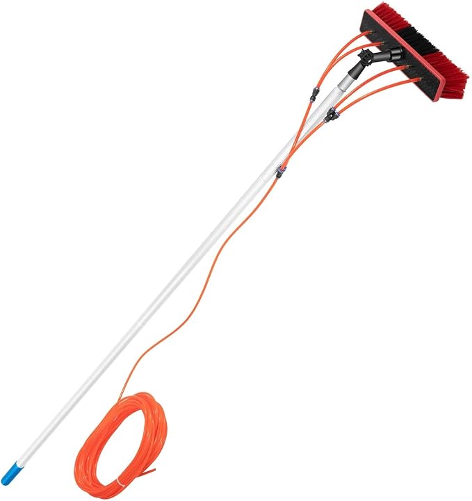 65.6ft Water Fed Pole Adjustable Cleaning Kit,Cleaner Tool for Outdoor Glass Brush Window Washing Equipment, Brush Clean System for Solar Panel and Window Extendable Fed Pole Cleaning Kit