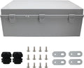 MAKERELE Water Proof Electrical Boxes Extra Large IP67 Electronics Projects Junction Waterproof Case with 2 NPT 1”Glands and Wall Bracket Hinged Cover Outdoor Enclosure Box(23.6"*15.7"*8.7")