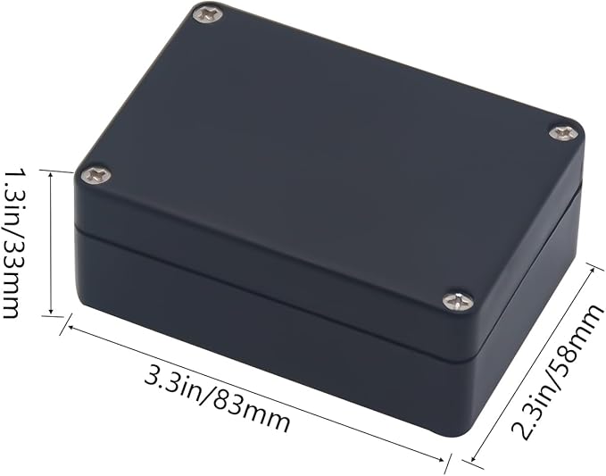 Project Box ABS Black Electrical Boxes IP67 Outdoor Waterproof box Electronic Junction Box Power Enclosure with Cable Glands for DIY Project 3.3x2.3x1.3inch(83x58x33mm)