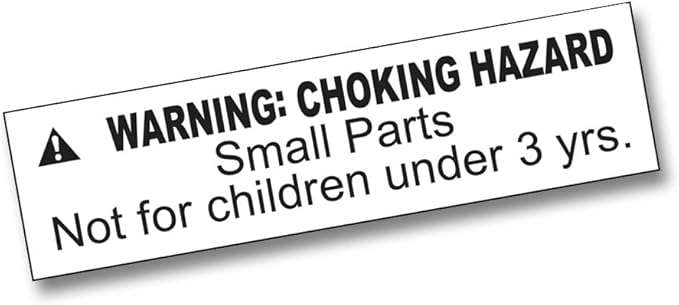 ASTM Compliant 1,000 Warning Labels Small Parts Choking Hazard Stickers Not for Children Under 3 Years 1 Roll of 1.5" x 0.4" Adhesive Labels (White Background/Black Text)