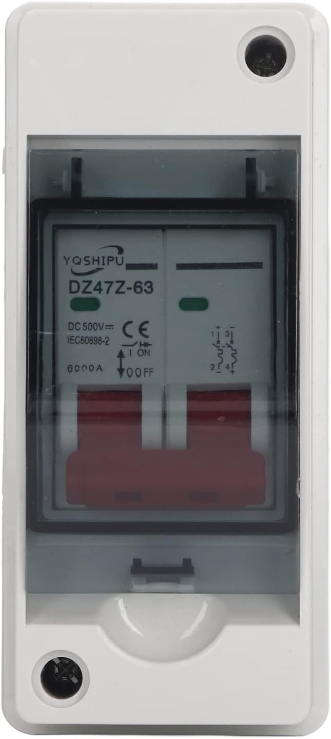 Miniature Circuit Breaker 32A for Solar Panels Outdoor DC500V Disconnect Switch with IP65 Rated DIN Rail Enclosure and RV Breaker Box