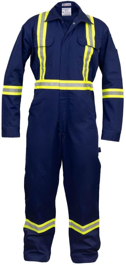 Just In Trend Safety Hi Vis Coverall with Leg Zipper – 100% Cotton, 7 oz