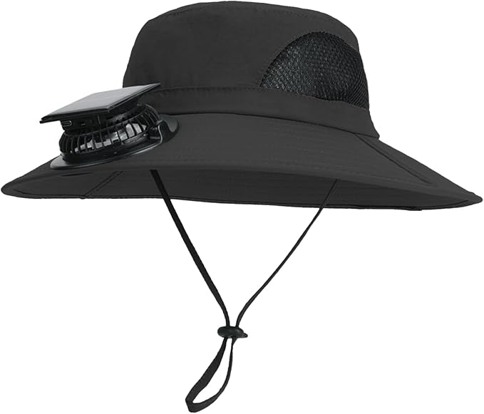 Solar Powered Fan Hat Wide Brim Sun Hat with Solar Fan Sun Bucket Hats Men Women UPF50+ Fishing Beach Hats with Fans