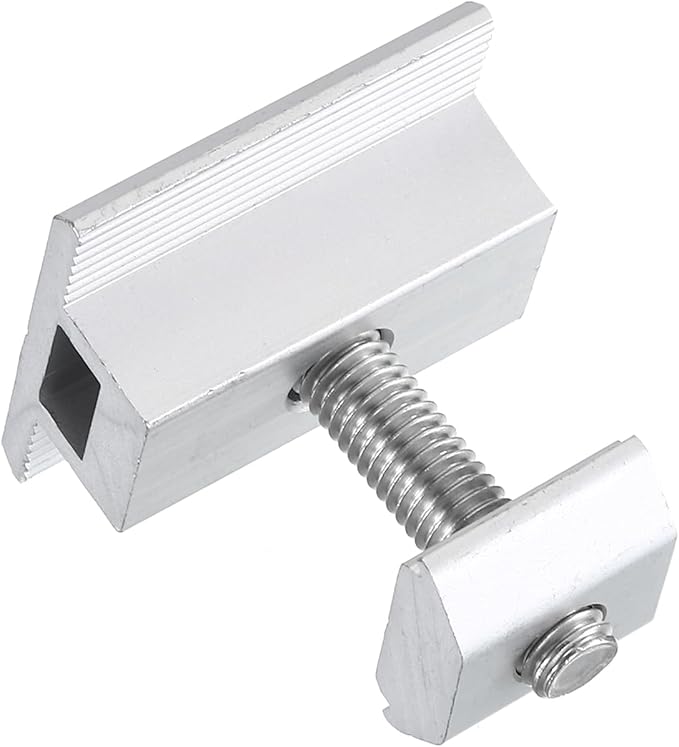 uxcell 12Pcs Solar Panel Middle Clamp, 30mm Aluminum Solar Panel Center Clamps PV Solar Rail Mounting System Install Hardware, Silver