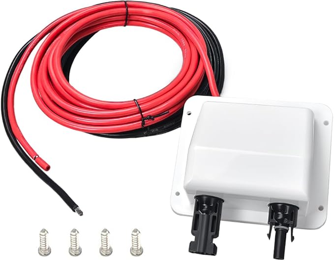 Solar Entry Gland 10ft Weatherproof ABS Double Cable 10AWG for All Cable Types UV Resistance Dual Cable Entry Housing for Solar Project on Rv,Boat,Camper,Van