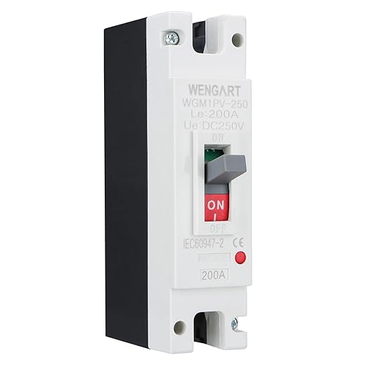 Wengart 200 Amp DC MCCB Circuit Breaker, 250V 1-Pole Molded Case Breaker for High-Capacity Solar Inverters, Battery Bank & Off-Grid Power Systems, WGM1PV-250 Heavy Duty DC Protector
