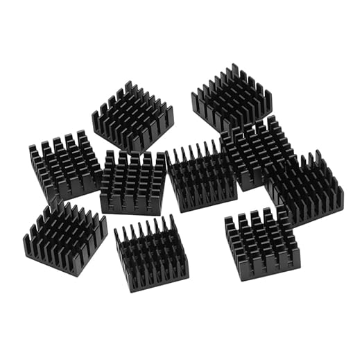 10PCS Black Aluminum Heat Sink with Thermal Conductive Adhesive Tape, 20×20×10mm Heatsink Cooler for Cooling VRM GPU Stepper Driver 3D Printer Stepper Motor Raspberry Pi