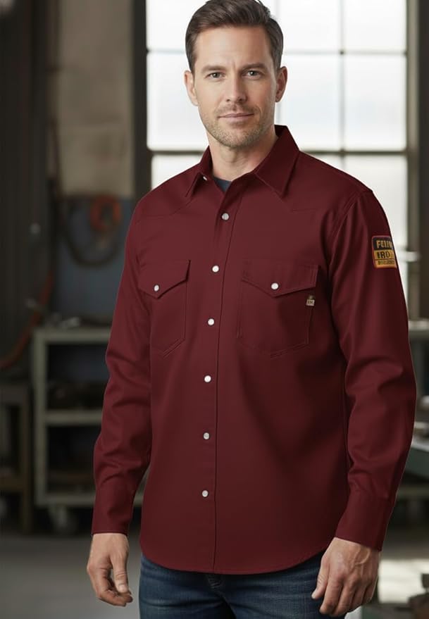 Just In Trend Flame Resistant Light Weight FR Shirt for Men - 88% Cotton, 12% Nylon, 7oz, NFPA 2112