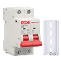 CNC AC Miniature Circuit Breaker, 6 Amp 400V 2 Pole DIN Rail Mount Circuit Breaker, Thermal Magnetic Trip, Solar AC Disconnect Switch MCB (6Amp)