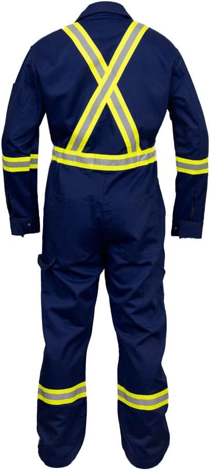 Just In Trend Safety Hi Vis Coverall with Leg Zipper – 100% Cotton, 7 oz