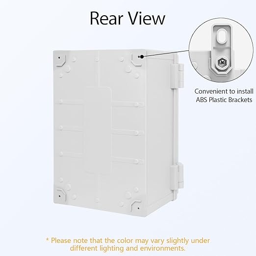 Junction Box IP65 Waterproof Dustproof ABS Plastic Enclosure Outdoor and Indoor Project Box Hinged Cover with Mounting Plate Wall Brackets Outer Dimension 11.8"x 7.9" x 7.1", Grey
