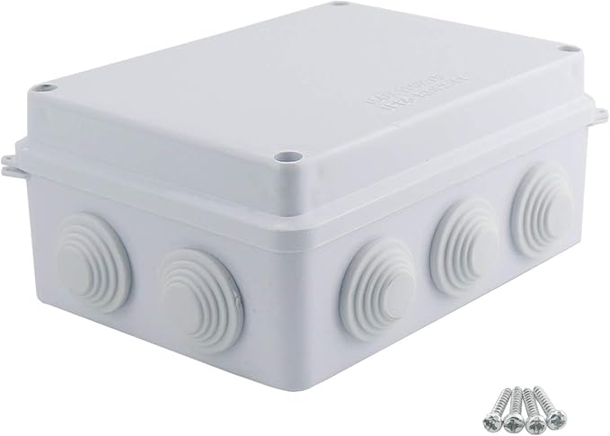 Sunnyglade ABS Plastic Electrical Junction Box IP65 Waterproof Universal Outlet Box Durable Outdoor Electrical Gang Box White （5.9 x 4.3 x 2.8 inch）