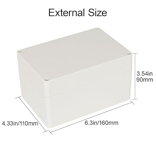 LeMotech Waterproof Dustproof IP65 ABS Plastic Junction Box Universal Electric Project Enclosure Pale Gray 6.3 x 4.3 x 3.5 inch (160 x 110 x 90 mm)