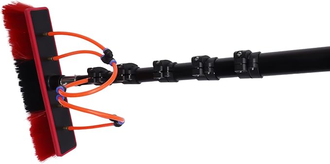 Water Fed Pole Kit,Adjustable Pole Length Water Fed Brush,Water Fed Cleaning System, Outdoor Window Cleaner with Hose,Cleaning and Washing Tool for Window Glass, Solar Panel (6-20ft)