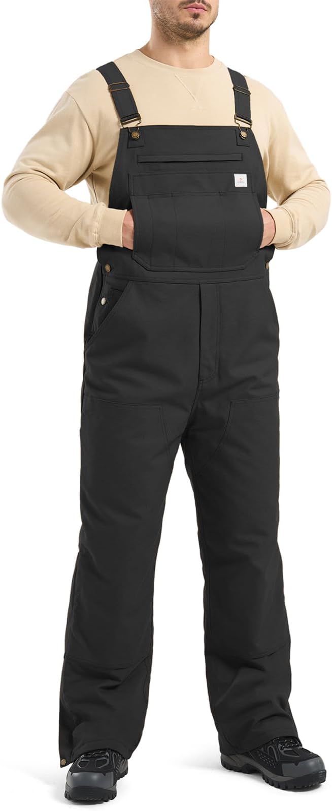 HISEA Insulated Bib Overalls for Men, Winter Water Resistant Duck Canvas Overall, Loose Fit Utility Workwear for Cold Weather