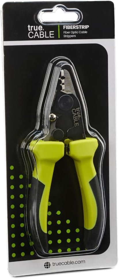 trueCABLE Professional Grade 3 in 1 Fiber Optical Cable Stripper, Precision Angled Jaw, 6" Fiber Optic Stripper Tool with TPU Grip for 1.6-3.0mm Jackets, 250-900μm Tight Buffer & Loose Tube