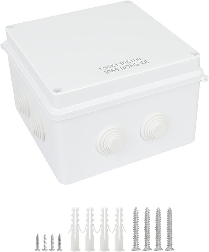 LeMotech Junction Box, ABS Plastic IP65 Waterproof and Dustproof, Universal Electrical Enclosure, Outdoor and Indoor Project Box 5.9X 5.9X 3.9 inch (150 x 150 x 100 mm)