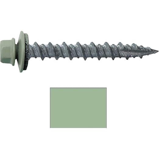 Metal Roofing Screws: (250) 10 x 1-1/2" Patina Green Hex Head Sheet Metal Roof Screw. Self Starting Metal to Wood siding Screws. EPDM Washer. Colored Head
