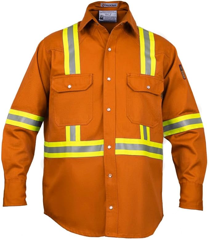Flame Resistant High Visibility Hi Vis FR Shirt - 100% C - 7 oz