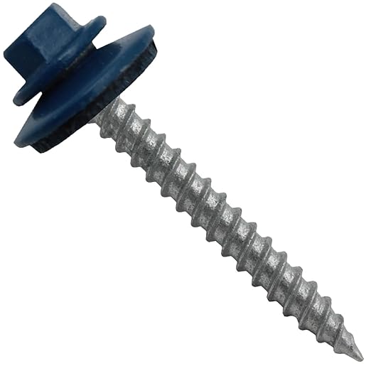 Metal Roofing Screws: (250) 12 x 2 Heron Blue Hex Sheet Metal Roof Screw. Sharp Point Metal to Wood siding Screws. 5/8" EPDM Washer