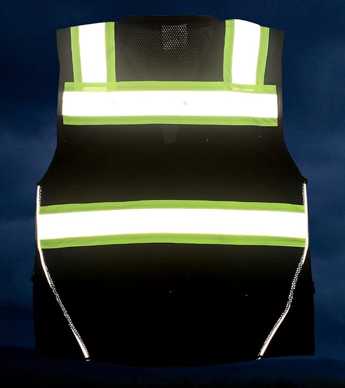 Men's Black Series Safety Vest with Zipper and Utility Pockets (Medium, Black)