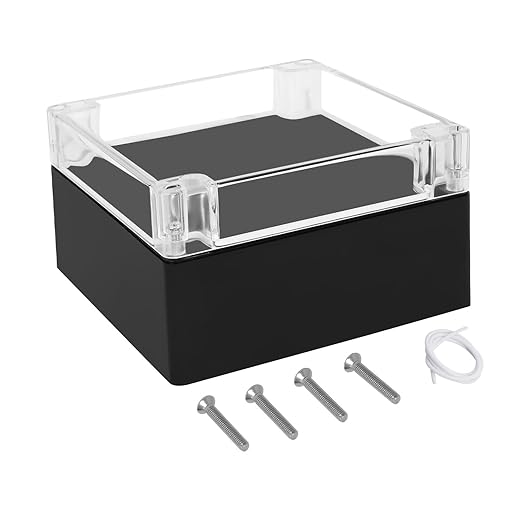 LeMotech Electrical Box Clear Cover Project Box IP65 Waterproof Junction Box ABS Plastic Case Universal Enclosure for Electronics, Black 6.1"x 6.1"x 3.4"(160x160x90mm)(Pack of 1)