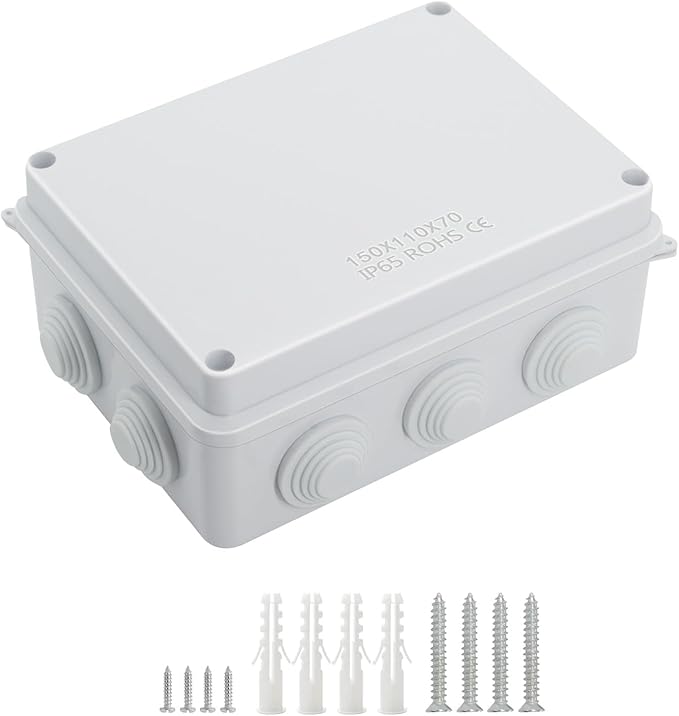 LeMotech ABS Plastic Dustproof Waterproof IP65 Junction Box Universal Electrical Project Enclosure White 5.9 x 4.3 x 2.8 inch (150 x 110 x 70 mm)