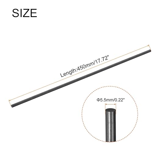 MECCANIXITY Carbon Fiber Rod Pole, 5.5mm x 450mm for RC Car Plane DIY Tool Wing Tube Quadcopter Arm, Pack of 4