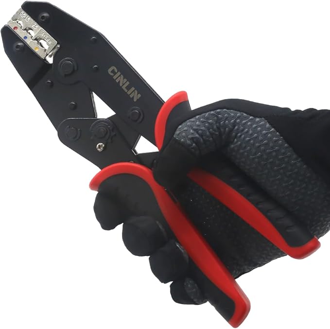 Crimping Tool For Insulated Electrical Connectors - Ratcheting Wire Crimpers - AWG 22-10 (0.5-6.0mm²) - Ratchet Insulated Terminal Crimper -Electrical Crimping Tool HS-03C