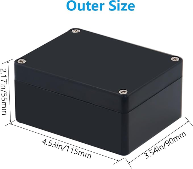 Project Box ABS Black Electrical Boxes IP67 Outdoor Waterproof Box Electronic Junction Box Power Enclosure with Cable Glands for DIY Project 4.5 x 3.5 x 2.2 inch (115x90x55mm)