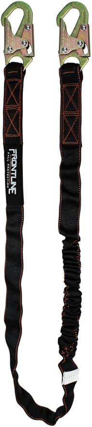 FRONTLINE FALL PROTECTION Internal 6' Shock Absorbing Single Leg Lanyard | ANSI & OSHA Compliant