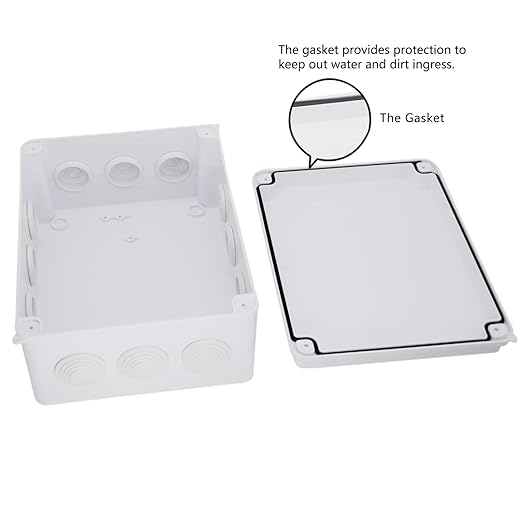 Zulkit Junction Box ABS Plastic Dustproof Waterproof IP65 Universal Electrical Boxes Project Enclosure White 10 x 7.9 x 4.7 inch (255 x 200 x 120mm)