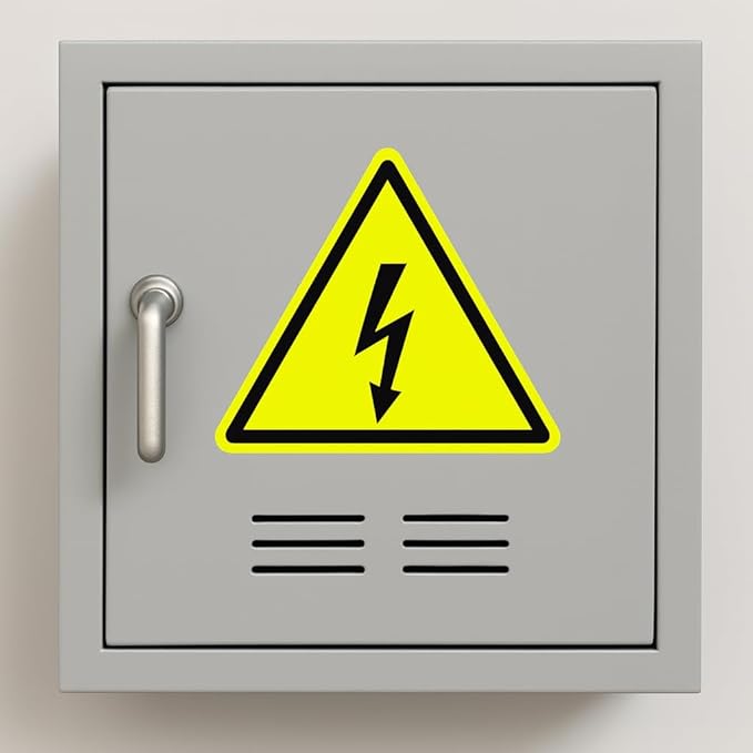 High Voltage ISO Safety Label Stickers – 4"x4" Vinyl Decals (Pack of 5), Weatherproof for Windows, Cars, Containers, Indoor/Outdoor Use