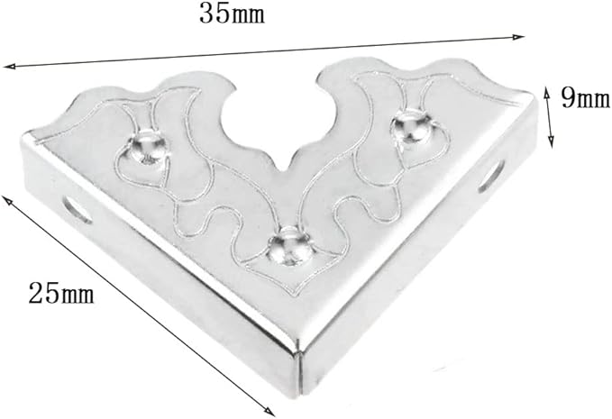 dophee 10Pcs Metal Decorative Corner Protectors, Vintage Style Edge Safety Guards Covers for Picture Frame Jewelry Box Gift Box Wooden Case Cabinet Furniture, Silver 0.98"x0.98"x0.35"