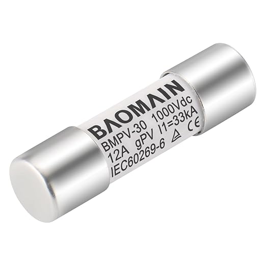 Baomain 10-Pack gPV Solar PV Fuse 12A 1000V DC, 10x38mm, 33kA Breaking Capacity, CE Listed for Photovoltaic Systems, Combiner Boxes (12 Amp.)