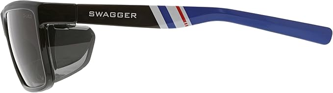 MCR Safety SR232AF Swagger SR2 Series Safety Glasses with Thermo Plastic Rubber Nose Pads and Detachable Side Shields, Black/Blue Frame, UV-AF Gray Lens