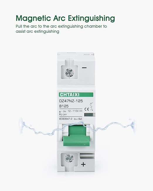 12V-110V DC Miniature Circuit Breaker, 80 Amp 1 Pole Battery Breaker Protector for Solar PV System and RV, Thermal Magnetic Trip, DIN Rail Mount, High Current DC Disconnect Switch MCB 1P B80
