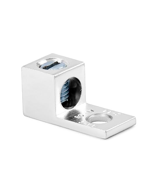 QWORK Aluminum Alloy Mechanical Lugs, 25Pcs Tin-Plated Cable Connectors with 5/16-24 Screw Size for 14 AWG - 2 AWG Conductors