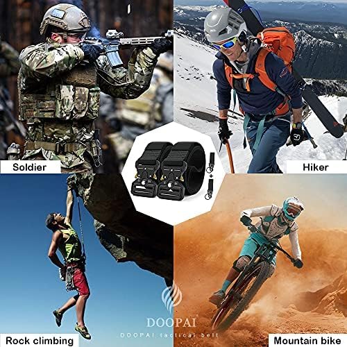 DOOPAI Tactical Belt for Men, 3Pack Military Nylon Web with Heavy Duty Quick Release Metal Buckle