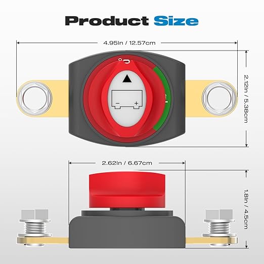 Battery Disconnect Switch, Malictele On/Off Side Post Battery Switch 275A 12-48V Power Cut Master Disconnect Isolator for Car Vehicle RV and Boat