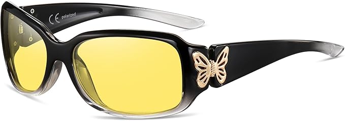 HAOLOTA Night Vision Driving Glasses Women Anti Glare Polarized, Wrap Around Nighttime Safety Glasses UV Protection