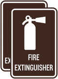 Signs ByLITA Portrait Round Fire Extinguisher Sign with Adhesive Tape, Mounts On Any Flat Surface (Dark Brown) - Large (2 Pack)