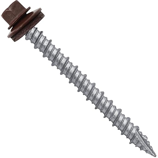 Metal ROOFING SCREWS: (250) 10 x 2" Brown Hex Head Sheet Metal Roof Screw. Self starting metal to wood siding screws. EPDM washer. Colored head