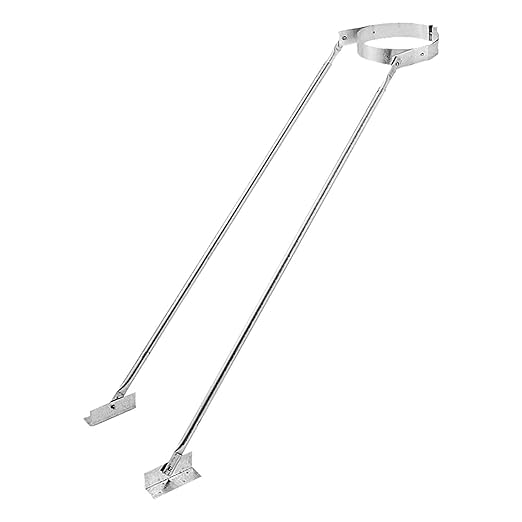 DuraVent DuraPlus 8 Inch Extended Roof Bracket Chimney Stove Pipe Support for Stability, with Mounting Brackets and Adjustable Legs, Silver